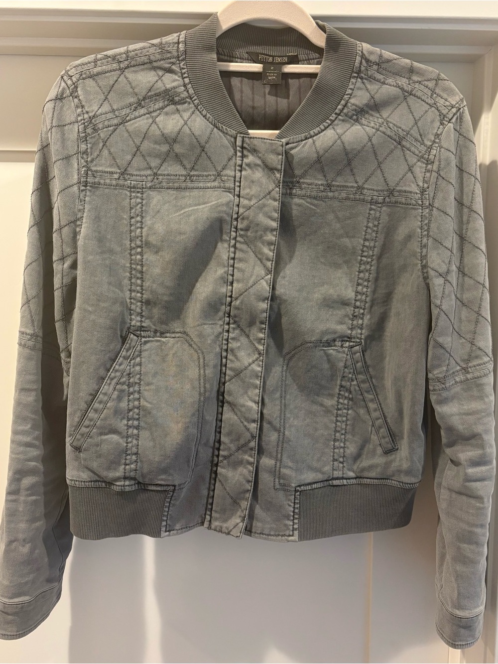 Quilted Light Grey Bomber Jacket - Women
